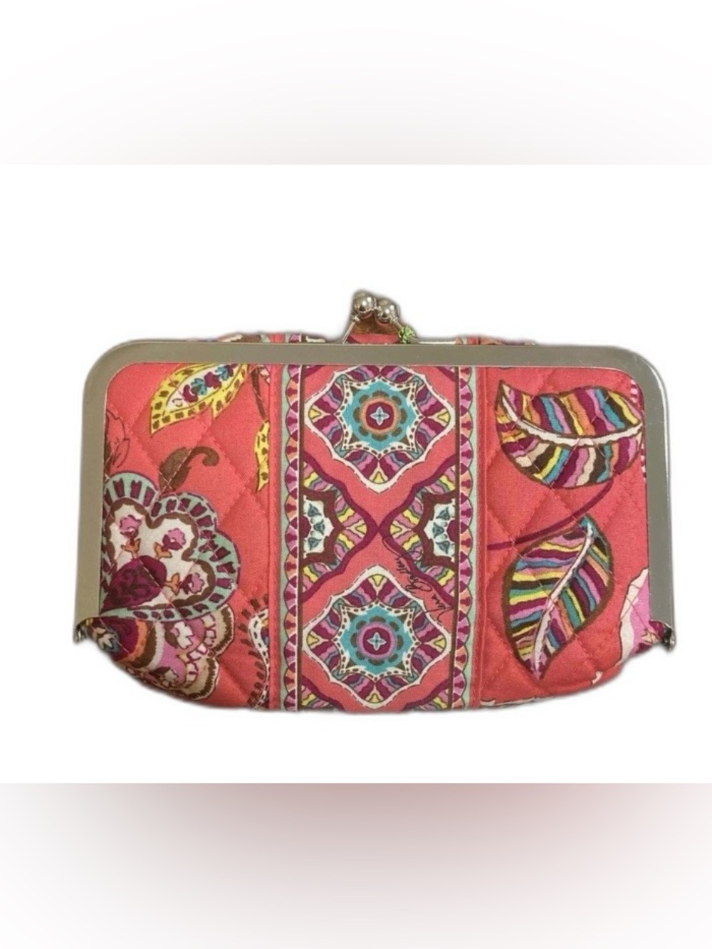 Vera Bradley “Call Me Coral” Fabric Bag With Kiss Lock NWT